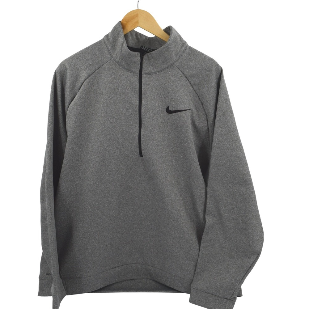Nike Dri Fit‎ Men's Grey Quarter Zip Pullover Long Sleeve Athletic Shirt XXL